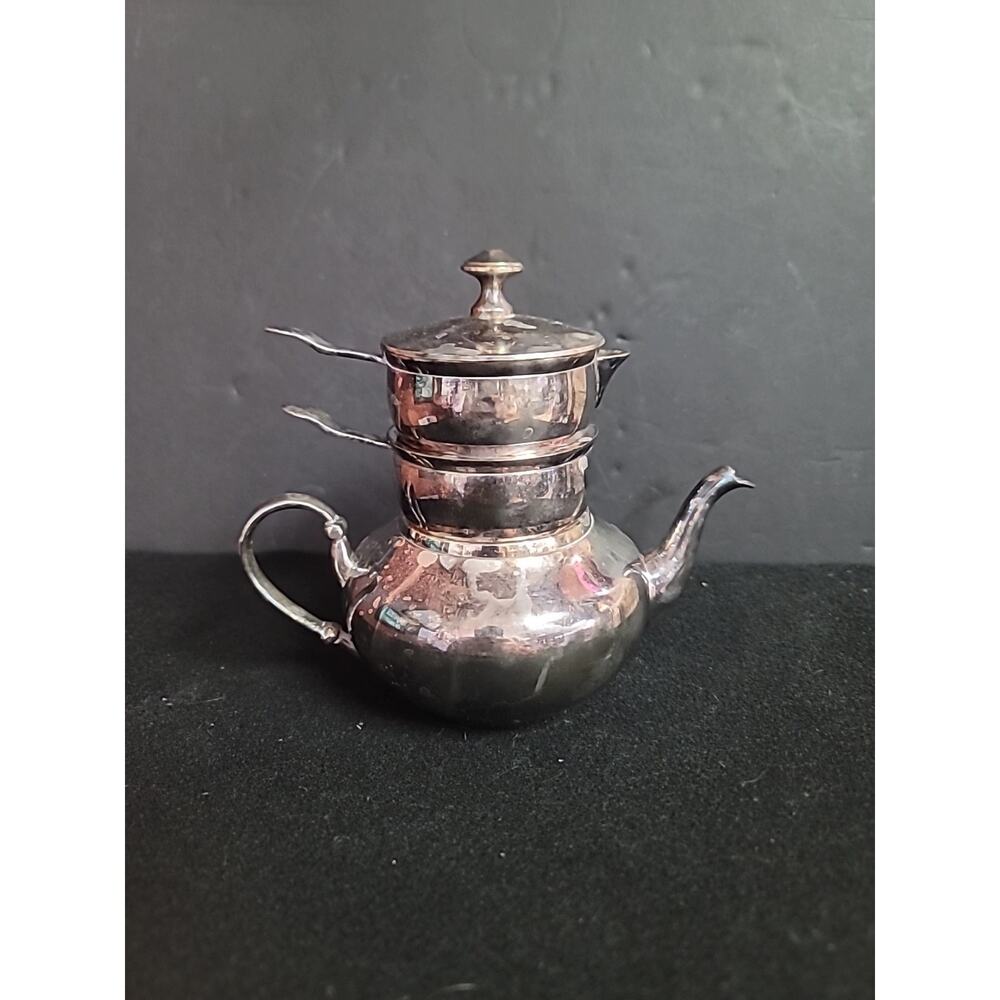 Restoration Hardware Raj Teapot British Empire Stacked SILVERPLATE